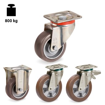 TR-58HT-P-PT-Ruote con supporti per carichi pesanti e supporti con piste temprate